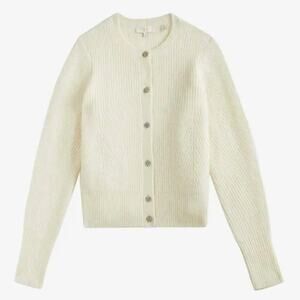 NWT Ted Baker Interest Stitch Cardigan Knit Wool Blend White Cream US Size Small